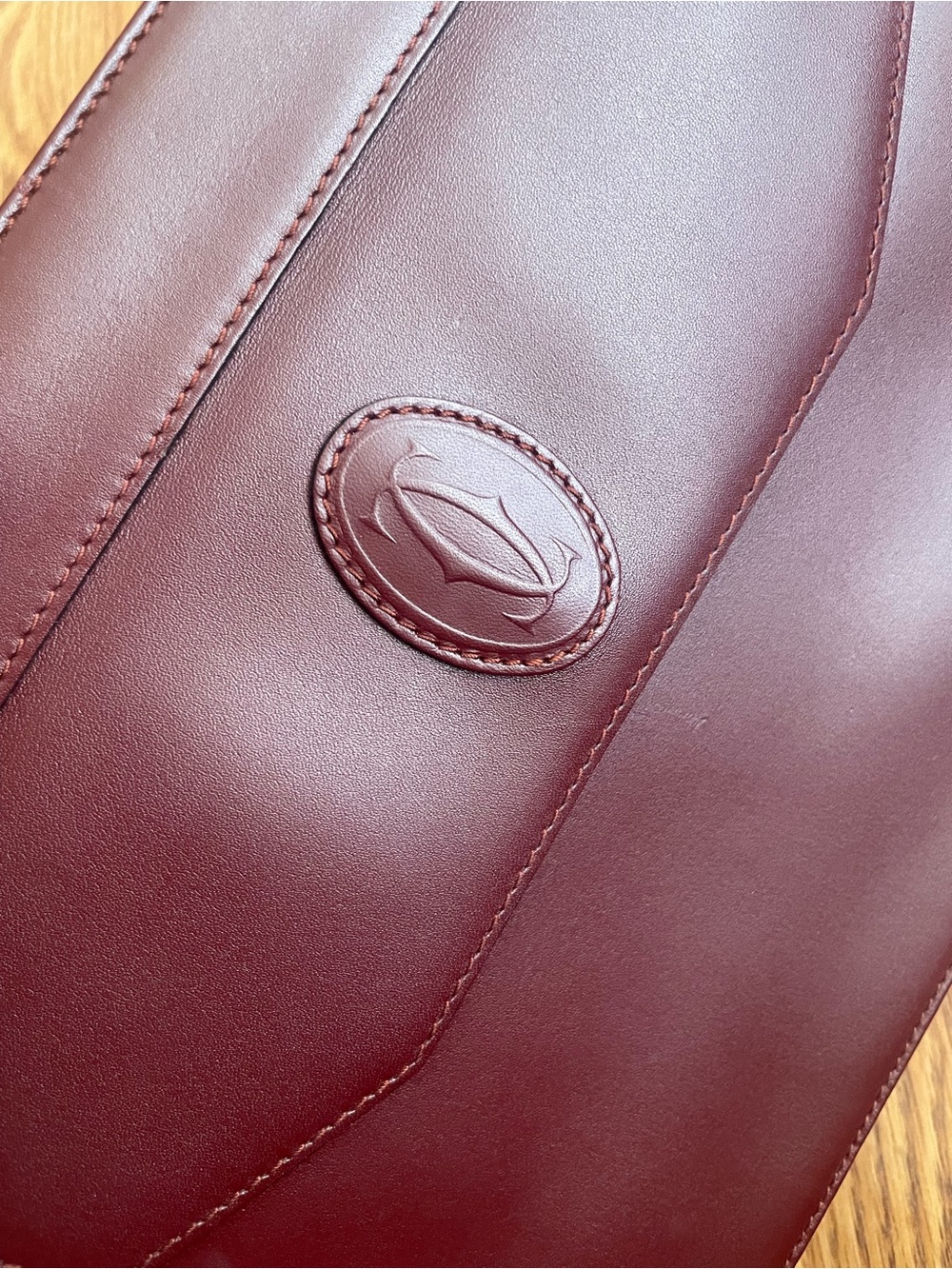 Vintage Cartier Burgundy Leather Clutch / Document Pouch